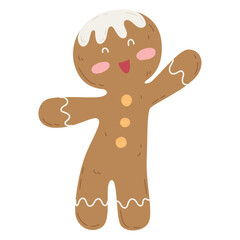 Isolated gingerbread man icon Flat design Christmas character Vector illustration