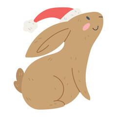 Isolated bunny cartoon kawaii Christmas character Vector illustration