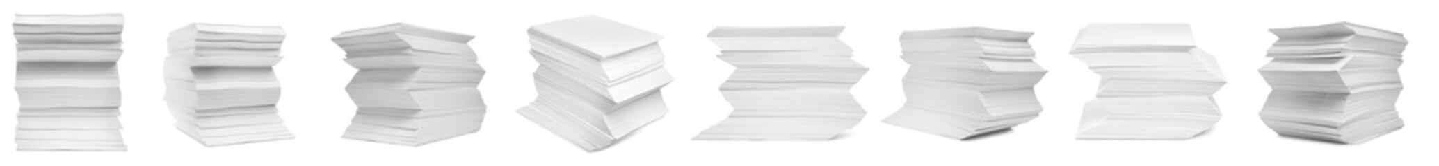 Stacked sheets of paper on white background, banner design