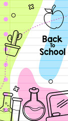 cartoon of back to school stationery background