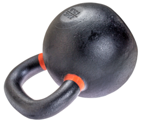 heavy iron 62 lb competition kettlebell for weightlifting and fitness training, transparent background