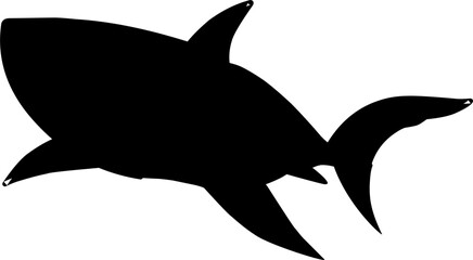 Black silhouette of shark. Predator of the sea silhouette vector. Shark Silhouette.