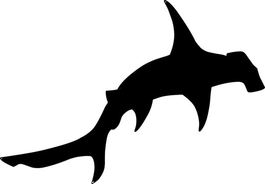 Black silhouette of shark. Predator of the sea silhouette vector. Shark Silhouette.