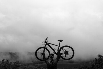 bicycle in the fog