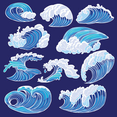 Graphic Hand Drawn Sea Waves