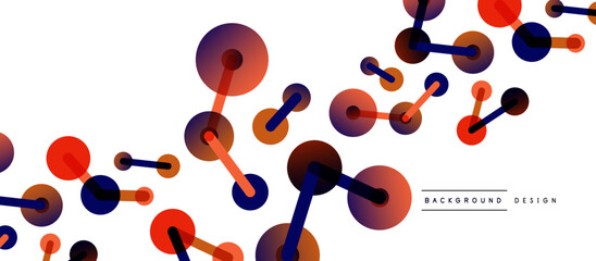 Line points connections geometric abstract background. Circles connected by lines. Trendy techno business template for wallpaper, banner, background or landing