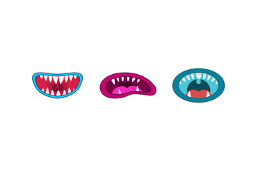 Vector mouths of cartoon monster concept design
