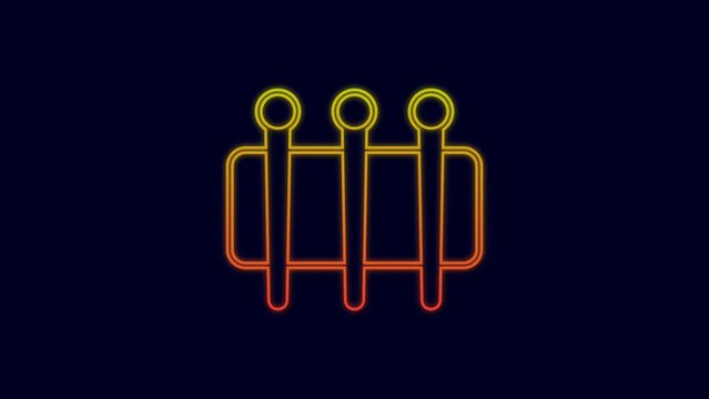 Glowing neon line Needle for sewing icon isolated on blue background. Tailor symbol. Textile sew up craft sign. Embroidery tool. 4K Video motion graphic animation