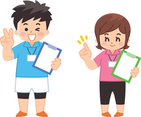 スポーツインストラクターの男女　指導員　トレーナー