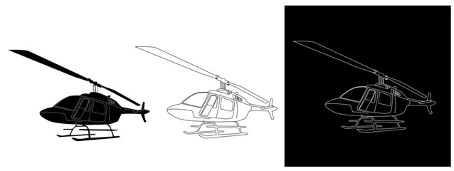 Line helicopter sketch blueprint illustration