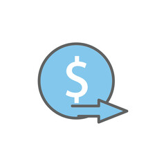 Dollar icon illustration with arrow. transfer symbol. Two tone icon style. suitable for apps, websites, mobile apps. icon related to finance. Simple vector design editable