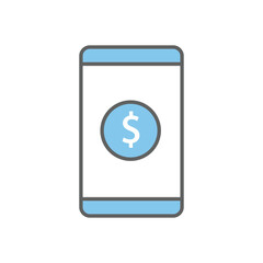Mobile phone icon illustration with dollar. mobile banking. Two tone icon style. suitable for apps, websites, mobile apps. icon related to finance. Simple vector design editable