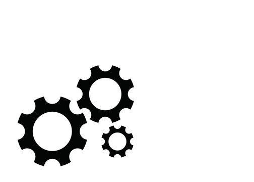 Three gear signs simple icon on background.