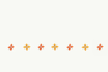 Geometric Floral Design Horizontal on Bottom of White Background in Orange and Red