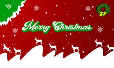 Snow and reindeer themed christmas greeting background