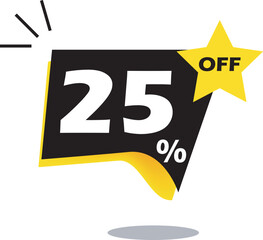 25% off special offer. Yellow balloon with twenty percent off