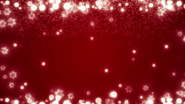 Snowflake Glow Particle Frame Loop. A snowflake glowing particle making an endless frame against a glow background with space for titles, text or logos in a seamless loop.