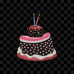 Birthday cake design element on isolated