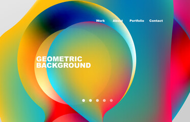 Landing page abstract liquid background. Flowing shapes, round design and circle. Web page for website or mobile app wallpaper