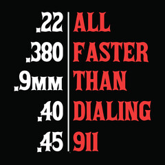 All faster than dialing 911. Gun lover t-shirt, poster, print design