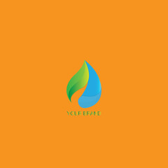 a combined leaf and water drop logo design, a leaf and water drop logo suitable for brand and company logos