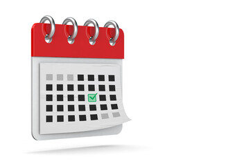 3D illustration of calendar icon with event date. icon 3d render