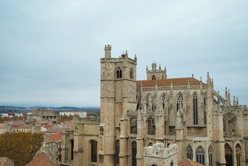 Fototapeta na wymiar View of the Narbonne Cathedral, France.