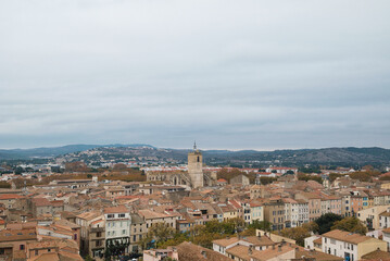 Narbonne, panoramic view of the city, photo taken from the cathedral of Narbonne, Occitania region,...