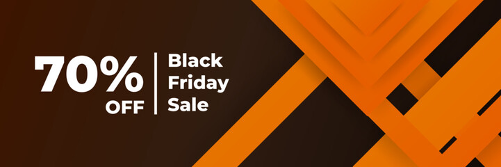 Black Friday Super Sale. Dark background golden text lettering. Horizontal banner, poster, header website. vector illustration