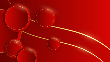 Red gold abstract background for design. Geometric shapes. Triangles, squares, stripes, lines. Color gradient. Modern, futuristic. Light dark shades. Web banner.