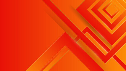 Fototapeta premium Yellow orange red abstract background for design. Geometric shapes. Triangles, squares, stripes, lines. Color gradient. Modern, futuristic. Light dark shades. Web banner.