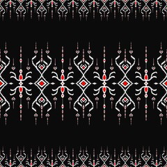 Fototapeta na wymiar Draw white and red lines with black background, Design, Fabric patterns, Patterns for use as background, Art.