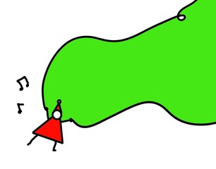 動きのあるシンプル線画　コピースペース