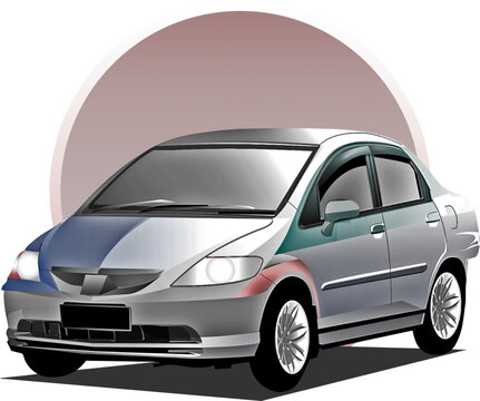 silver  car vector ilustration