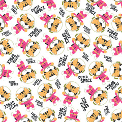 Seamless pattern of Cute little lion on excavator. Can be used for t-shirt print, kids wear fashion design, print for t-shirts, baby clothes, poster. and other decoration.;