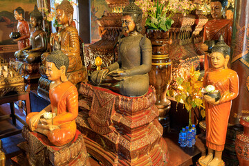 Interior Buddhism Wat Phnom Khmer Temple Phnom Penh Cambodia