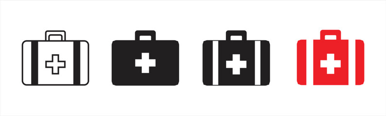 Medical briefcase icon. First aid box icon sign and symbol. First aid kit icon. Medical briefcase icon collection. Vector illustration.	