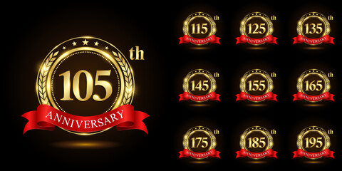 Anniversary Logo Collection. Set of Anniversary Logo Design with Golden Numbers for Celebration Event, Wedding, Invitation Card, Greeting Card, Logo Vector Illustration