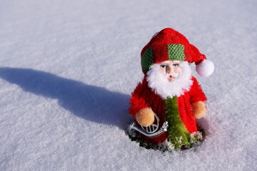 Snowman on snow background