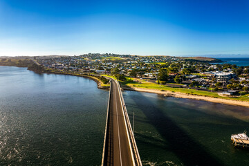 aerial view of bridge over water