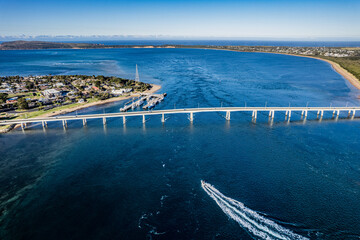 Fototapeta na wymiar aerial view of bridge over sea