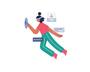 Young woman using visual reality