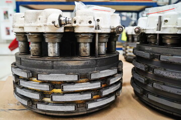 Astana, Kazakhstan - 10.17.2022 : The braking system of the Airbus A321 chassis of Air Astana....