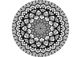 Pattern of mandala for Henna, Mehndi, tattoo, decorative ornament in ethnic oriental style, coloring book page.