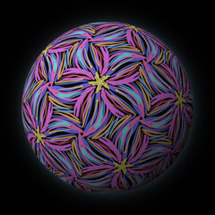 round flowers on a black background