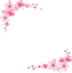 Fototapeta na wymiar Cherry blossom frame, border