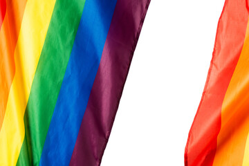 Rainbow flag as a background. Top view.