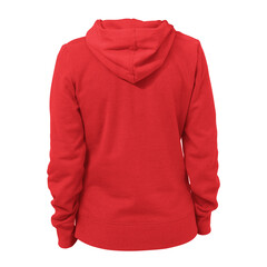 This Back View Beauty Ladies Hoodie Mockup In Poppy Red Color, will help you to apply your logo or brand design more quickly.