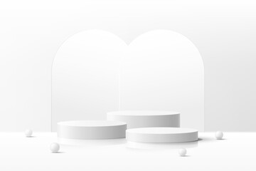 3d background products display podium scene with geometric platform stand to show cosmetic products. Stage showcase on pedestal display white studio