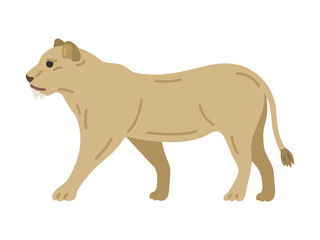 横から見た、メスライオンのイラスト